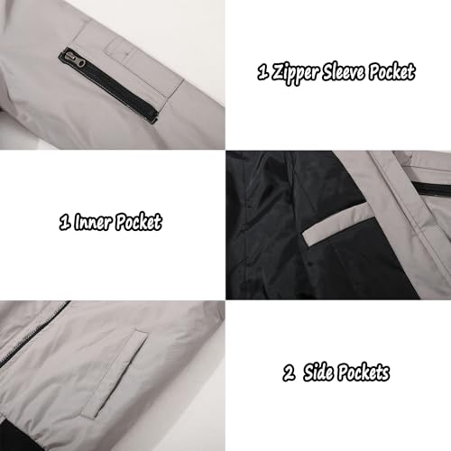 JOYSON Kid Boys Bomber Jackets Windproof Flight Jacket Outdoor Windbreaker Spring Fall Outerwear Jacket Grey 6-7 Years