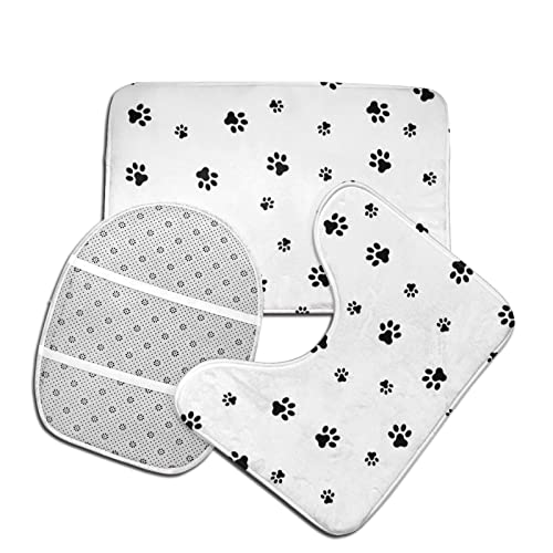 DIRYKILP Hundepfote 3 Stück Badematten Set, Badematte + Konturmatte + Toilettendeckelbezug mit rutschfester Klebeunterseite – Bild 5