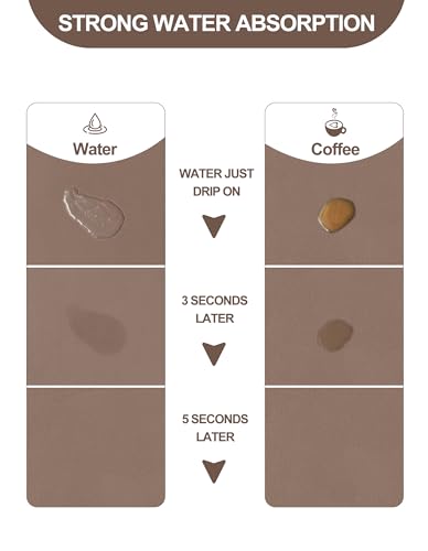Image of Dish Drying Mat for Kitchen Counter, Pad with Rubber Backed (Brown,17x31.5) | Hide Stain Anti Absorbent for Kitchen Counter, Non-slip Drying Mat for Coffee Machine Dish Rack