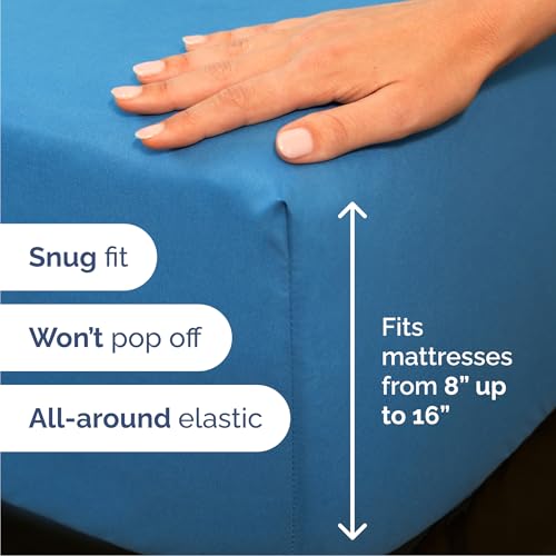 Image of Queen 6 Piece Bed Sheet Set - Breathable & Cooling Sheets - Denim Blue | Ultra-Soft Hotel Luxury Bedding Set w / 8-16 Inch Deep Pockets, 1 Flat & 1 Fitted Sheet & 4 Pillowcases, Wrinkle & Fade Free