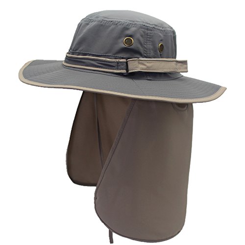 Decentron - Gorro unisex de secado rápido con protección UV para actividades al aire libre, con solapa para cuello, Hombre, color gris oscuro, tamaño Talla única Cover