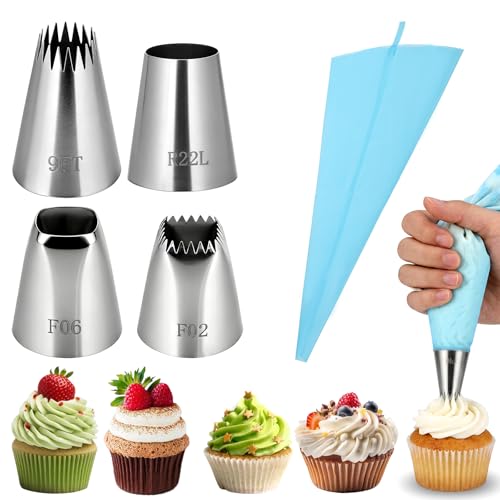 Styquenzer 5 PCS Large Piping Tips Set, Stainless Steel
