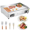 Takywep 30" Commercial Electric Griddle, 3000W Electric Countertop Griddle, Non-Stick Restaurant 110V Teppanyaki Flat Top Grill Stainless Steel Adjustable Temperature Control 122°F-572°F (NO PLUG)