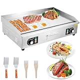 Takywep 30' Commercial Electric Griddle, 3000W Electric Countertop Griddle, Non-Stick Restaurant 110V Teppanyaki Flat Top Grill Stainless Steel Adjustable Temperature Control 122°F-572°F (NO PLUG)