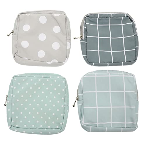 NOLITOY 4個生理用ナプキン 収納ポーチ タンポンホルダー 携帯用 バッグ 女の子用生理用品収納袋 ジッパー付き