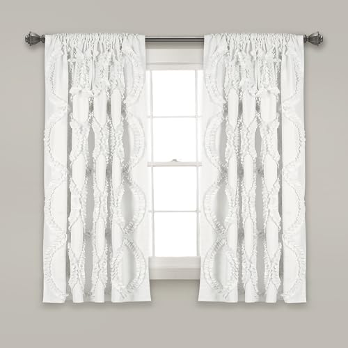 Lush Decor Avon - Tenda per finestra, colore avorio, per soggiorno, sala da pranzo, camera da letto (singola), 137 x 160 cm (larghezza x lunghezza), colore: bianco