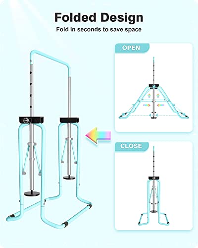 Gvolo Gymnastics Bars Kids Expandable Training Bar Adjustable Height Folding Horizontal Bars Equipment Junior Training Gymnastics Bars For Home, Blue #TOP4
