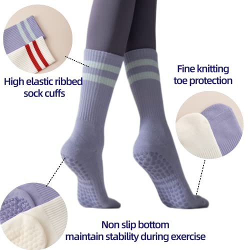 Pilates Socks With Grips For Women Non Slip With Terry Cushion Barre Socks Yoga Socks With Grips For Women #TOP1