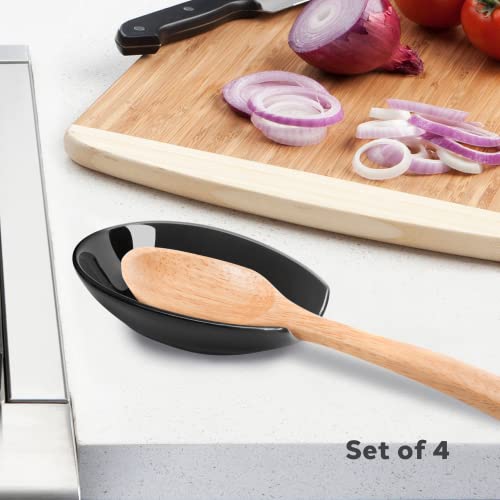 image for OGGI Spooner Ceramic Spoon Rest- Set of 4 - Spoon Rest for Stove Top, 