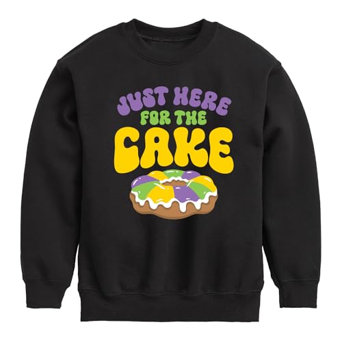 Instant Message - Mardi Gras Here for The Cake - Toddler & Youth Crewneck Fleece Sweatshirt