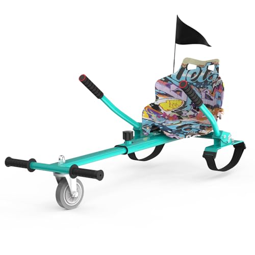 Go-Kart Compatible con 6.5' 8' 10' Self Balancing Scooter Hoverboard, Asiento Go-Kart, Longitud Ajustable con Bandera