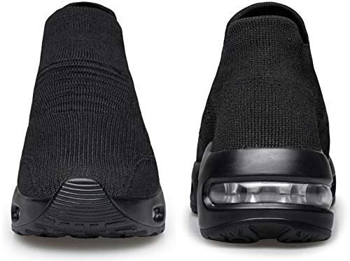 Doussprt W002 Womens Walking Sneakers Slip On Sock Shoes Mesh Air Cushion Platform Workout Tennis Loafers Fashion Casual 002 Allblack Us Size 8 thumb #1
