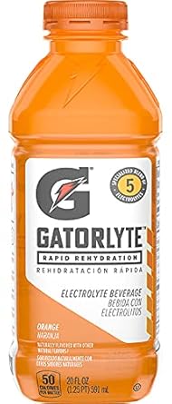 Gatorlyte Rapid Rehydration Electrolyte Beverage 20 Ounce Bottles 12 Pack Orange