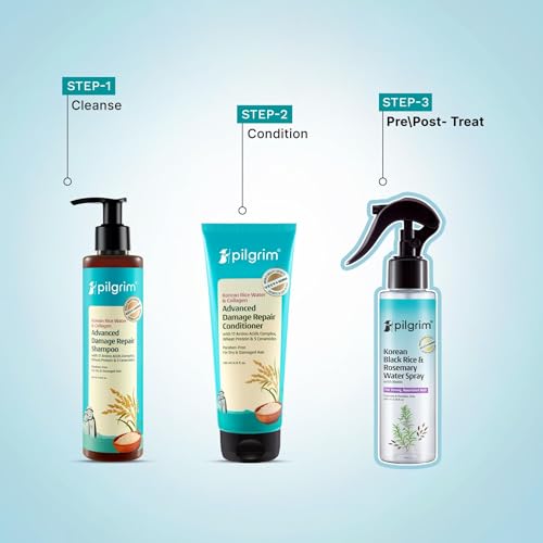 Image of Pilgrim Korean Black Rice and Rosemary Water Spray With Biotin For Strong, Nourished Hair 200ml | Spray for Regrowth | Thicker & Stronger Hair | Sulphate & Paraben Free I For Women for Men