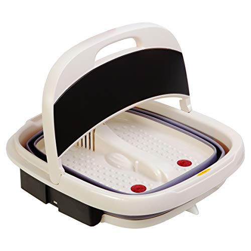 Heated Foot SPA Bath Tub - Collapsible Pedicure Jacuzzi Massager with Electric Heating | Bubble Wave | Red Light Therapy - 3 in 1 Soak Footbath Set for Feet Relaxation and Stress Relief