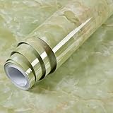 ESSMOKO Papel tapiz Papel pintado impermeable y resistente al aceite de 40 cm de ancho para superficies de cocina y baño estufas mesas gabinetes y muebles Ágata verde