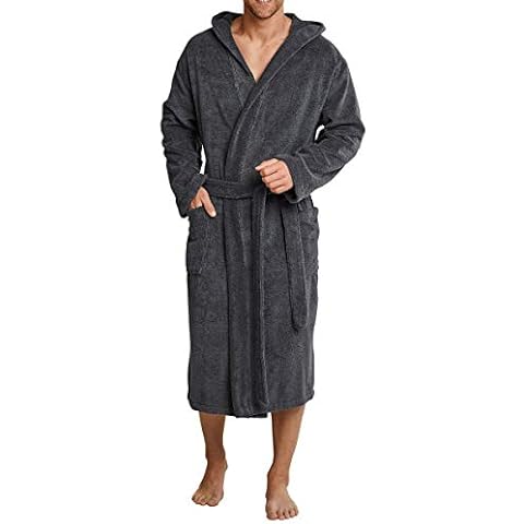 Schiesser Men's Grey Hooded Bathrobe Cover