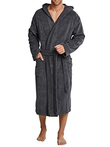 Herren Kapuze Bademantel, Grau (200-grau), XL