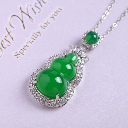 Collier de gourde vert naturel argent S925 authentique jade