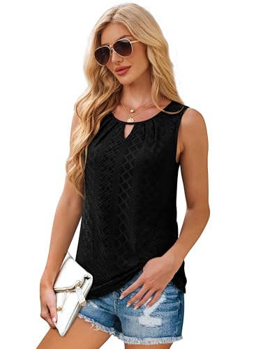 WIHOLL Womens Tank Tops Loose Fit Casual Sleeveless Tops Keyhole Neck Trendy Summer Tops Flowy Clothes Outfits 20254