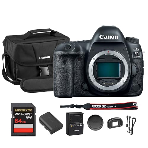 Canon EOS 5D Mark IV DSLR Camera (Body Only) – Full-Frame 30.4MP DSLR with 4K Video, Dual Pixel AF & Built-in Wi-Fi (1483C002) + Canon Shoulder Bag + 64GB Memory Card