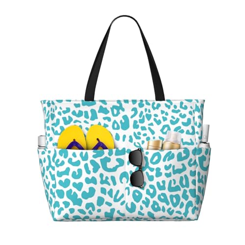 Large Beach Tote Bag for Women Extra Large Capacity Waterproof Sandproof Pool Bag Suitable for Swimming Pool Gym Travel Groceries Blue Spots