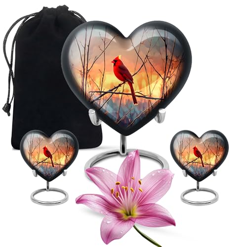 Image of Cardinal Bird Urn - Large Cremation Urn - Keepsake Urns for Human Ashes Adult Man - Decorative Urns - Combo of 8 Inch & 3 Inch