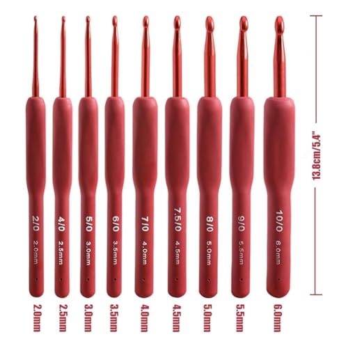 Image of VIRADHAM Crochet Hook Set with Ergonomic Handles, Complete Beginner Crochet Kit with Yarn, Needles, Stitch Markers & Case - Comfortable Crochet Hooks for Arthritic Hands, Perfect Gift for Crochet Lovers (red hook+yarn set)