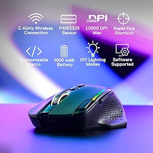 Redragon M810 PRO Wireless RGB Gaming Mouse 10000 DPI Remapping Keys — photo 3 of 6