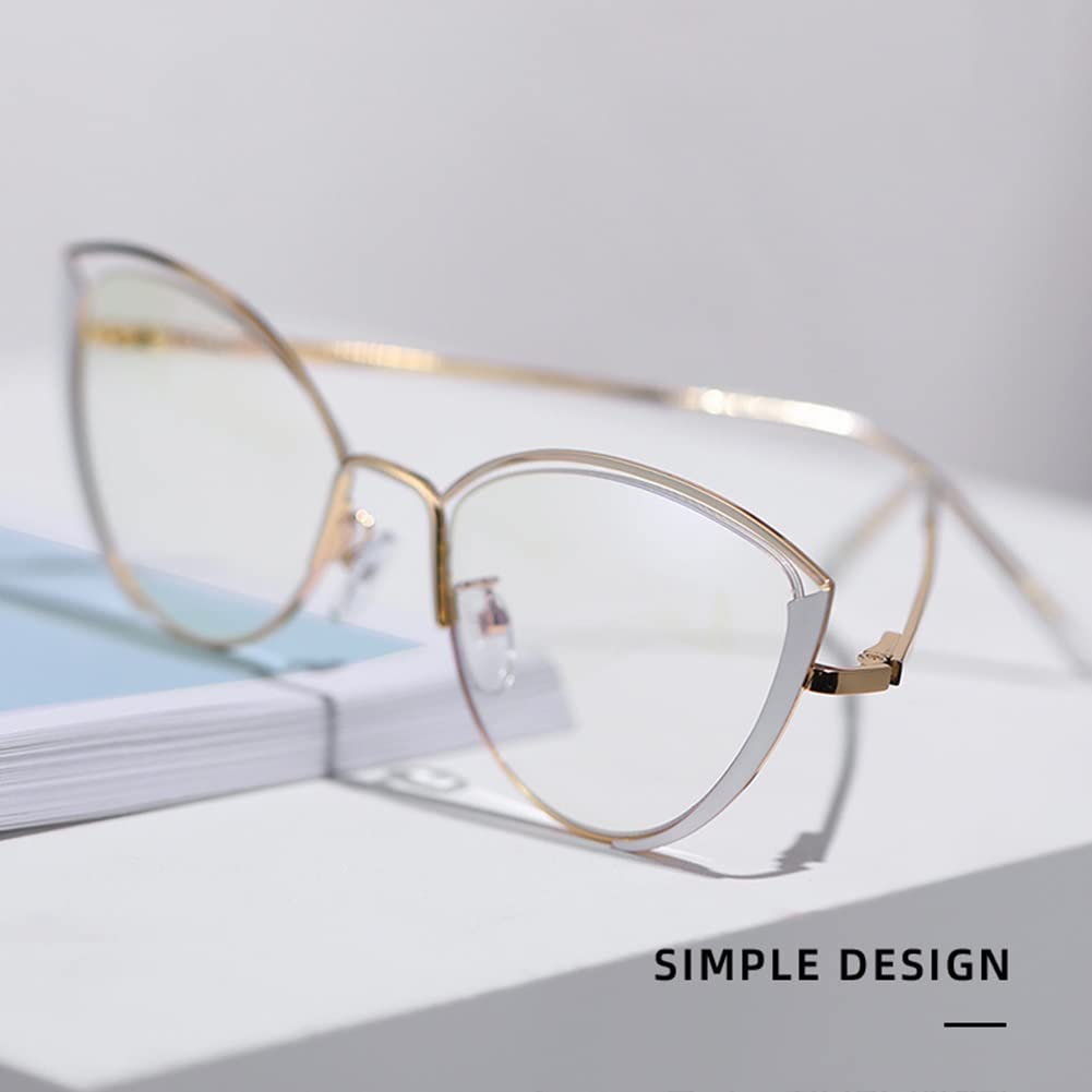 Damskie Urocze Okulary Do Czytania W Kształcie Kociego Oka, Blokujące Niebieskie Światło, Modne Okulary Do Czytania Z Dużą Oprawką, Ze Sprężynowym Zawiasem/White/0.75 *