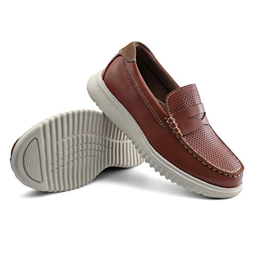 Starmerx Boys Dress Shoes Kids Casual Loafers Slip On Moccasin (6M,Brown) #TOP4