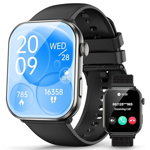 Blackview Smartwatch, 1,96” Reloj Inteligente Hombre Mujer con Llamadas Bluetooth, Brújula, Pulsómetro/Oxímetro/Sueño, Pulsera Actividad con 100+ Modos Deportivos, Podómetro, Batería Grande de 800 mAh