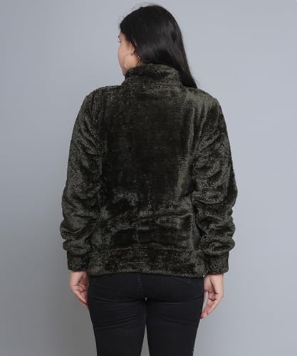 Image of Women's Ultra-Soft Plush Fleece Winter Jacket with High Neck & Full Front Zipper | Warm Cozy Fur Coat for Casual, Travel, Outdoor & Daily Cold Weather Wear