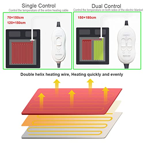 Walnut Electric Blanket Heated Double Thermal Blanket 150 180Cm Adjustable Electric Warmer Electric Heating Blanket (Color : Random Color, Size : 150X180Cm) #TOP6