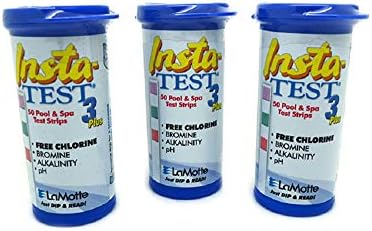 LaMotte 3-Way Insta Test Strips Plus for Swimming Pool & Hot Tub Spa - Chlorine or Bromine, pH and Total Alkalinity 3 x 50
