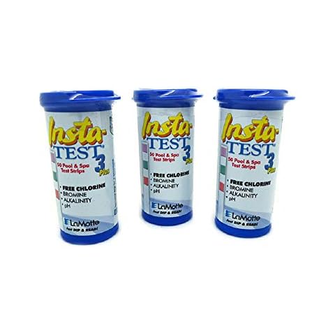 LaMotte 3-Way Insta Test Strips Plus for Swimming Pool & Hot Tub Spa - Chlorine or Bromine, pH and Total Alkalinity 3 x 50 Cover