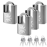 KAWAHA 21/40-4PS Candado de acero inoxidable de alta seguridad con llave de acero inoxidable para uso en interiores y exteriores (resistente, con llave igual -