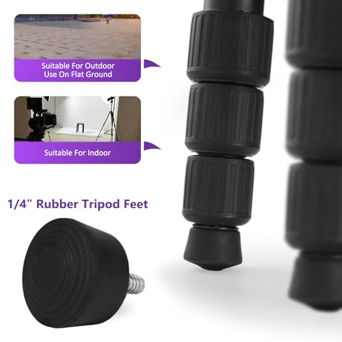 Rigych 6 Pcs Tripod Spike Feet 1/4-20 Thread Rubber Feet Universal Anti-Slip & Stainless Steel Spike Tripod Feet Replacement Parts by Rigych - Image 3