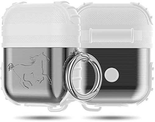 Fit for AirPods Accessories Set,Silicone & Steel Case Cover Compatible with AirPods Charging Case (White)