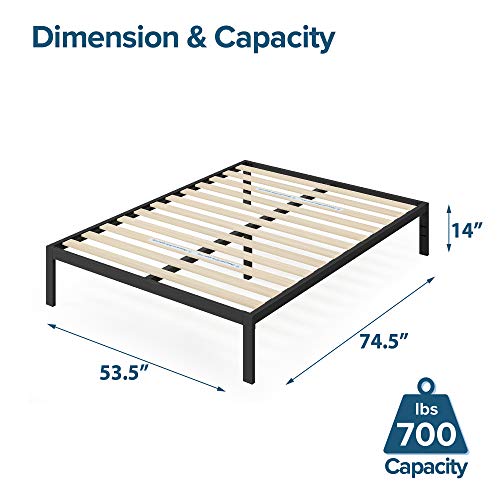 Image of Zinus Mia Metal Platform Bed Frame, Wood Slat Support, No Box Spring Needed, Easy Assembly, Black, Full