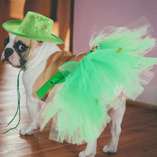 Disfraz para perro Saint Patricks Day con tutú y sombrero miniatura 5