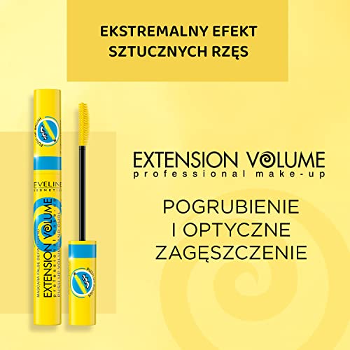 Eveline Cosmetics Extension Volume Push Up Mascara Thickening and Curls 10ml - Black - Image 5