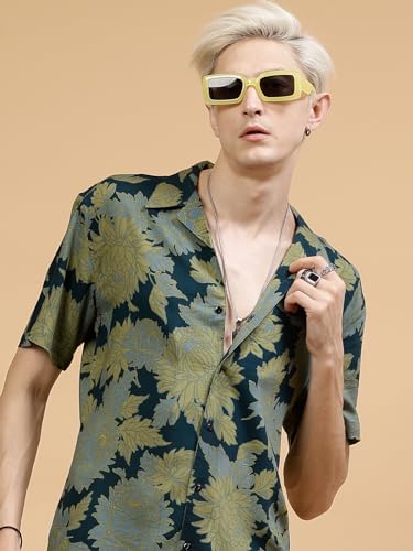 Image of Rigo Printed Co-Ord Set for Men's | Casual Shirt & Shorts Night Suit Set | Lounge-wear Nightdress Pajama Set for Men's | Night Wear, Beach Wear, Vacation Wear Outfit