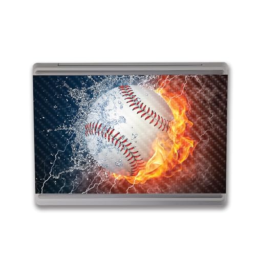 Image of MightySkins Carbon Fiber Skin Compatible with Microsoft Surface Laptop Go 3 (2023) Full Wrap Kit - Baseball Fire | Protective, Durable Textured Carbon Fiber Finish | Made in The USA