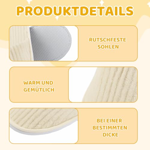 MmotZsb Gästehausschuhe Set, 3 Paar Gästepantoffeln in Beige, Lila und Grau, Hausschuhe Für Gäste, Besucherhausschuhe, Hotelslipper, Hausschuhe Gäste Set, 28,5 x 11 cm
