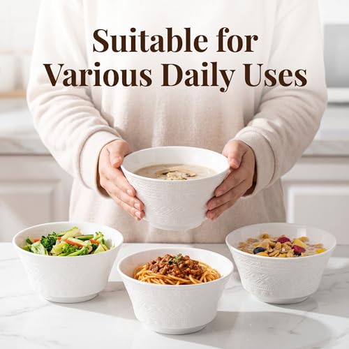OniAnt Bone China Soup Bowls Set of 4, 27 oz Cereal Bowls, 6 Inch
