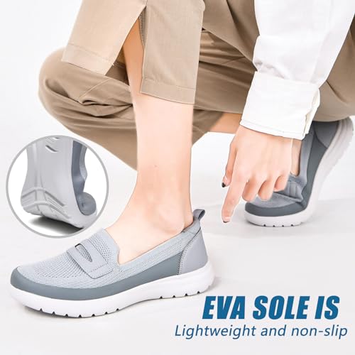 Image of Buyrew Loafers for Women - Comfortable Mesh Knit Slip On Walking Shoes with Arch Support - Dressy Business Casual Work Flats for Standing All Day - Lightweight Breathable Penny Loafers