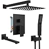 Gotonovo oil rubbed bronze shower system wall mount triple function bathroom shower faucet set high pressure square 10 rain showerhead tub shower faucet with hand shower rough in valve  urban country home decor