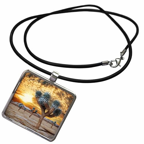 3dRose Boehm Graphics National Park - Joshua Tree Sunset - Necklace With Rectangle Pendant (ncl_253998)