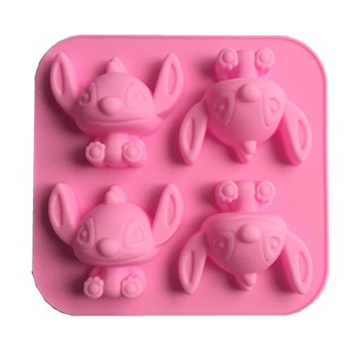 Cute 4-hole Cartoon Star Baby Silicon Mold Tool for DIY Cake Fondant Baking Biscuit Soap 3D Chocolates Hard Candies Desserts Decor.